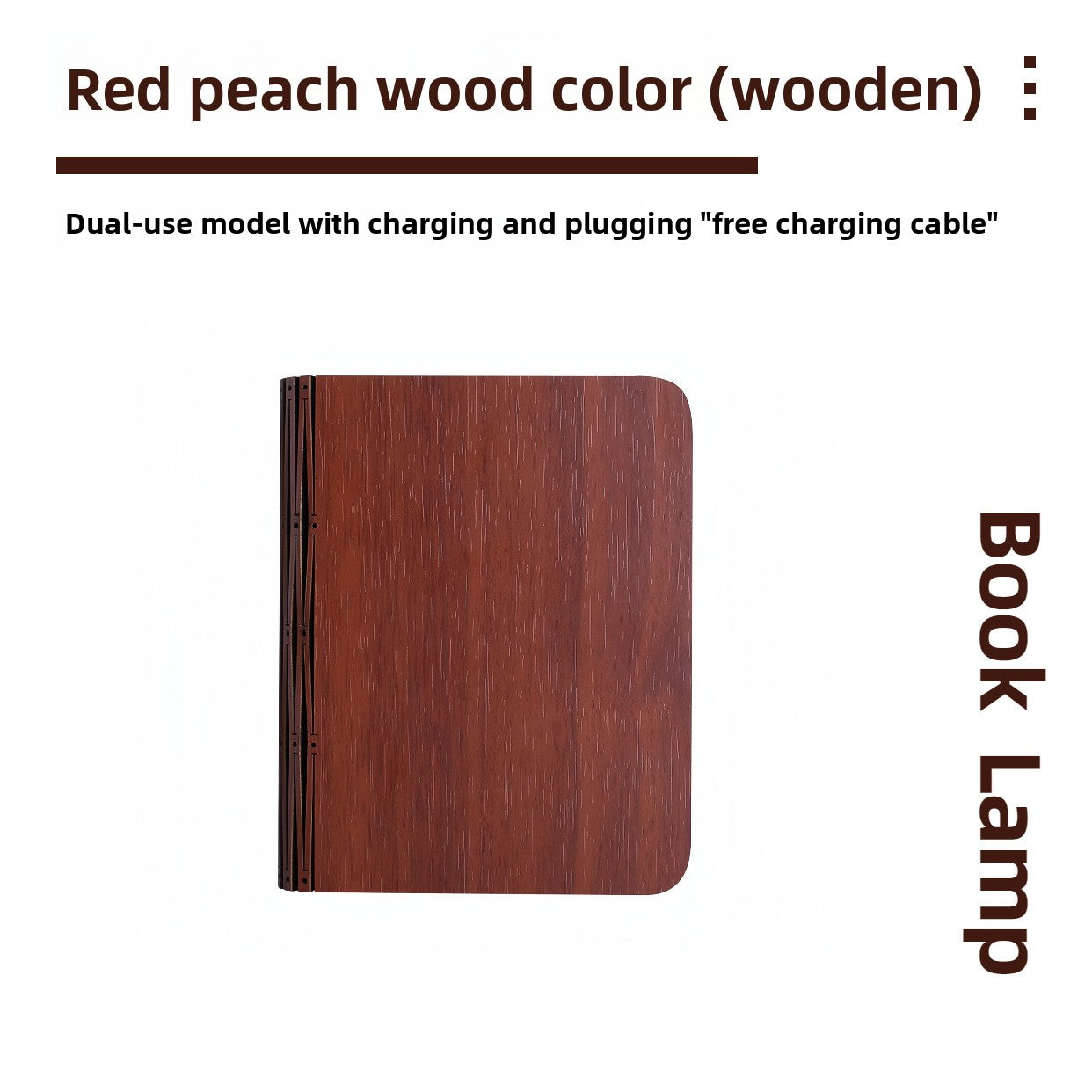 Foldable Rechargeable Wooden LED Book Lamp with Multi-Color Lighting