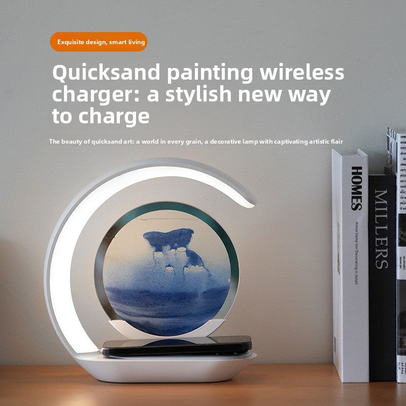 New quicksand painting wireless charging desk lamp