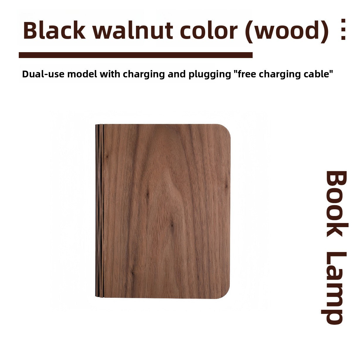 Foldable Rechargeable Wooden LED Book Lamp with Multi-Color Lighting